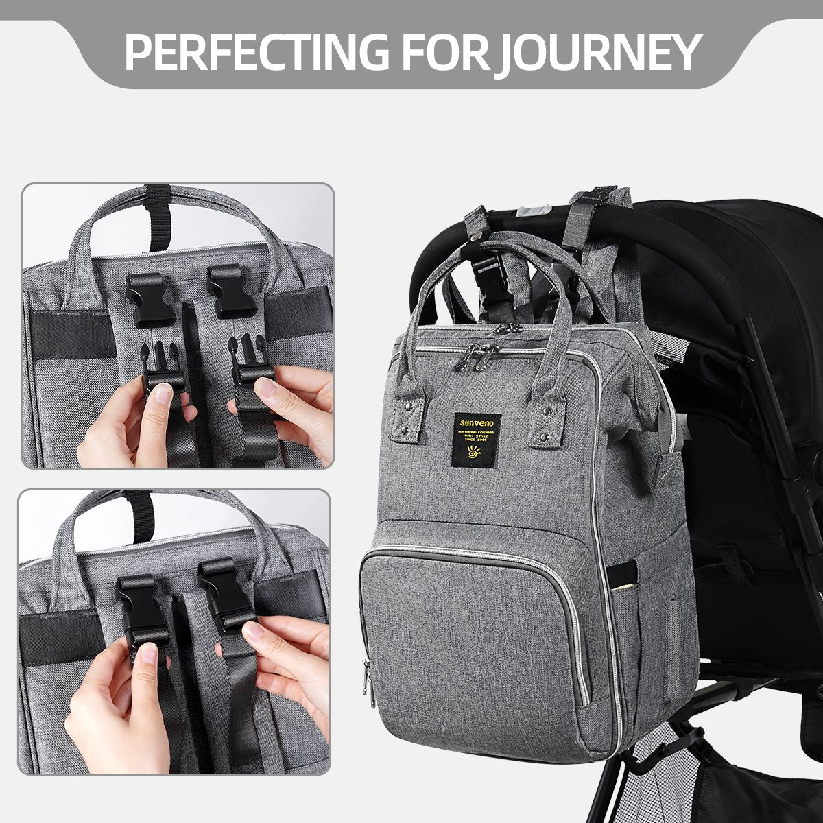 "Sunveno 20L Stylish Multifunctional Diaper Bag Backpack"