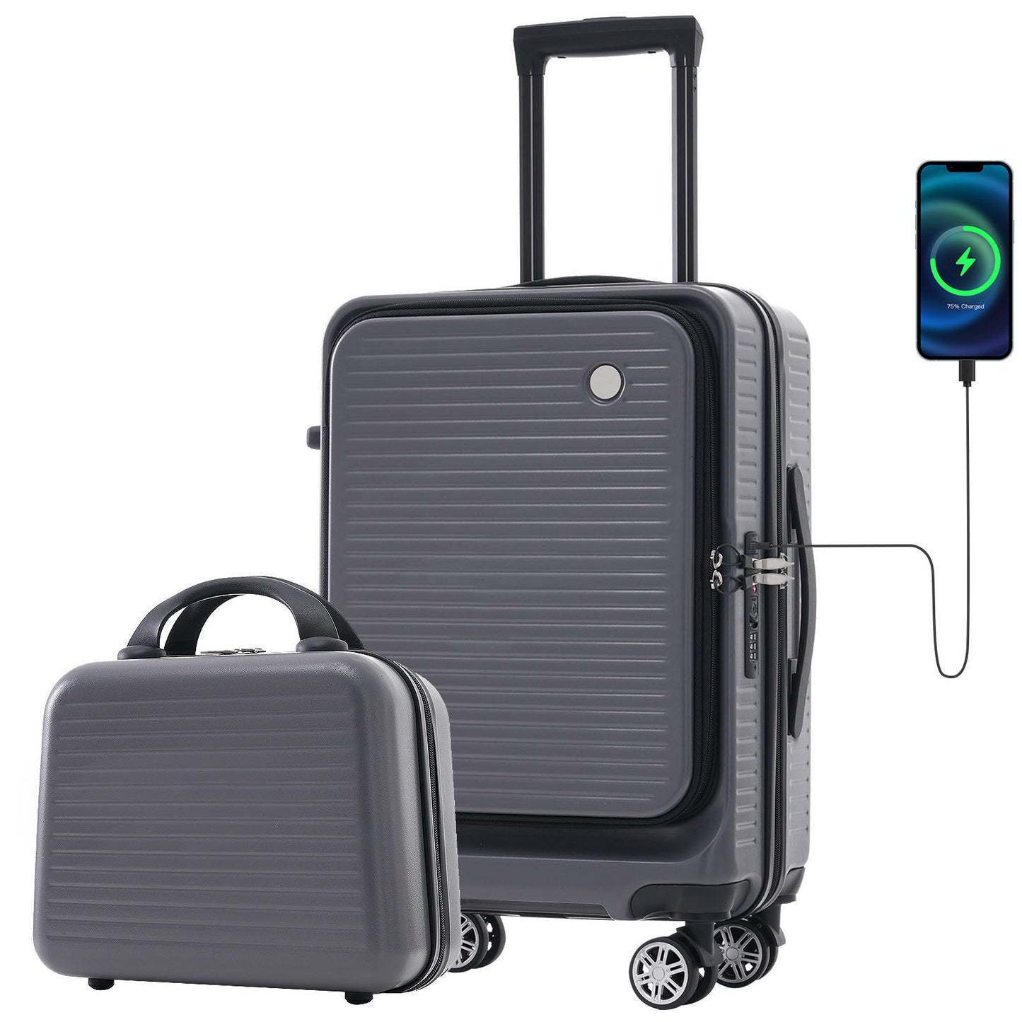 "20'' Carry-On Luggage with Front Pocket, USB Port and carrying case"