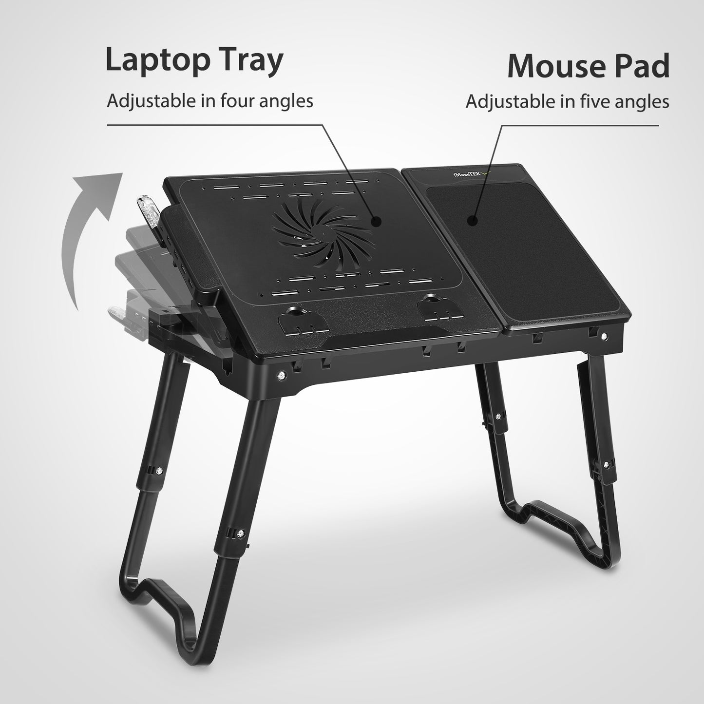 "Foldable Laptop Table with Cooling Fan, LED Light, and USB Ports"