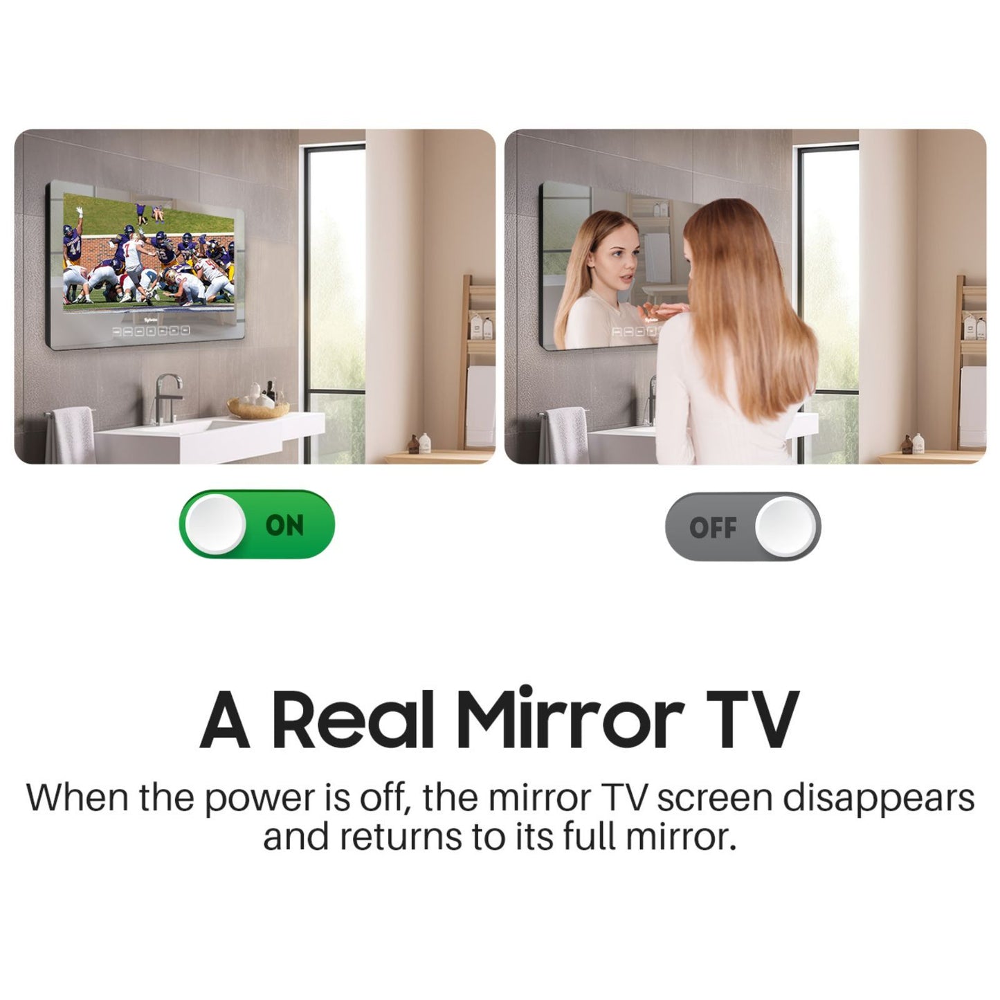 "SYLVOX 24'' Smart Mirror Waterproof Bathroom TV, 1080P"