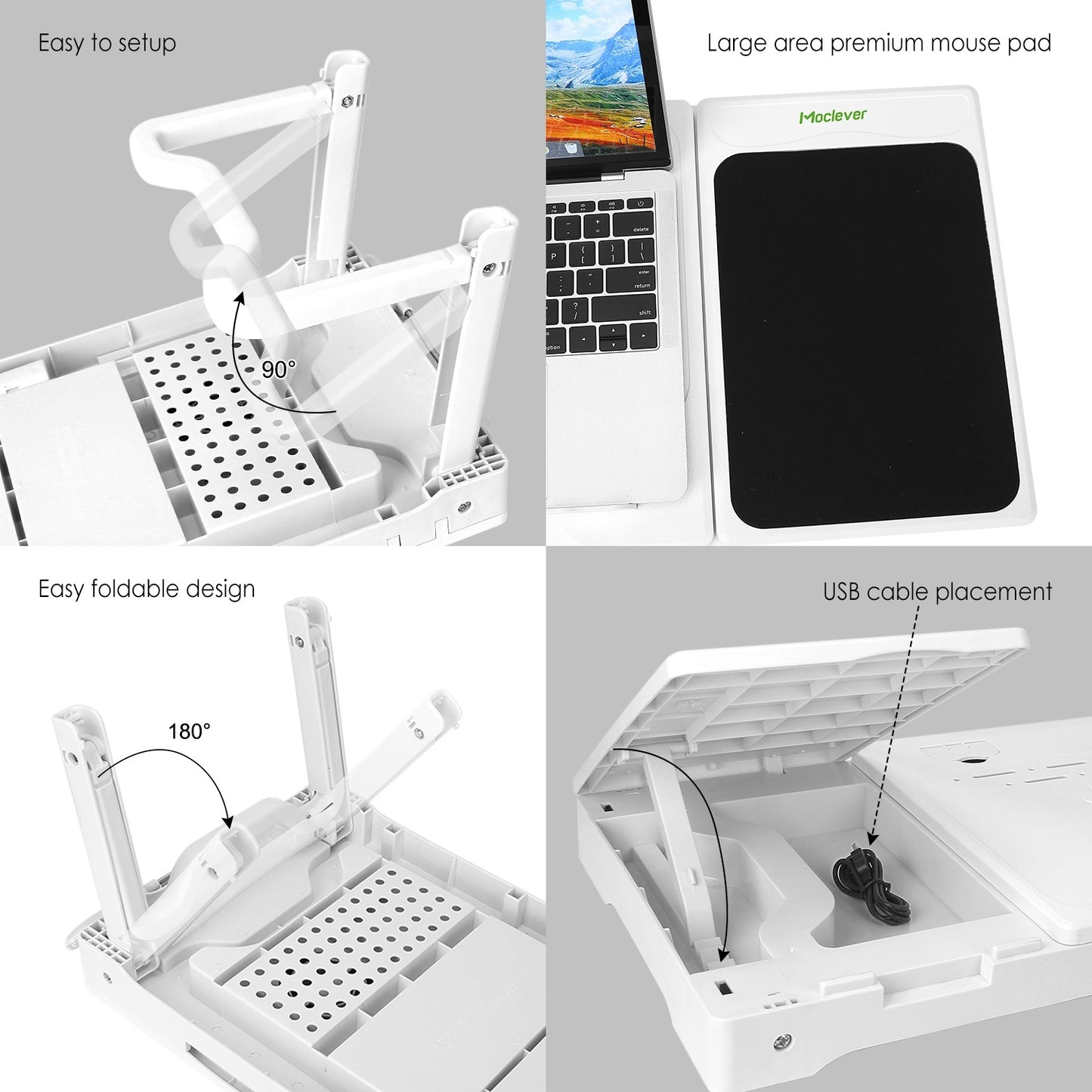 "Foldable Laptop Table with Cooling Fan, LED Light, and USB Ports"