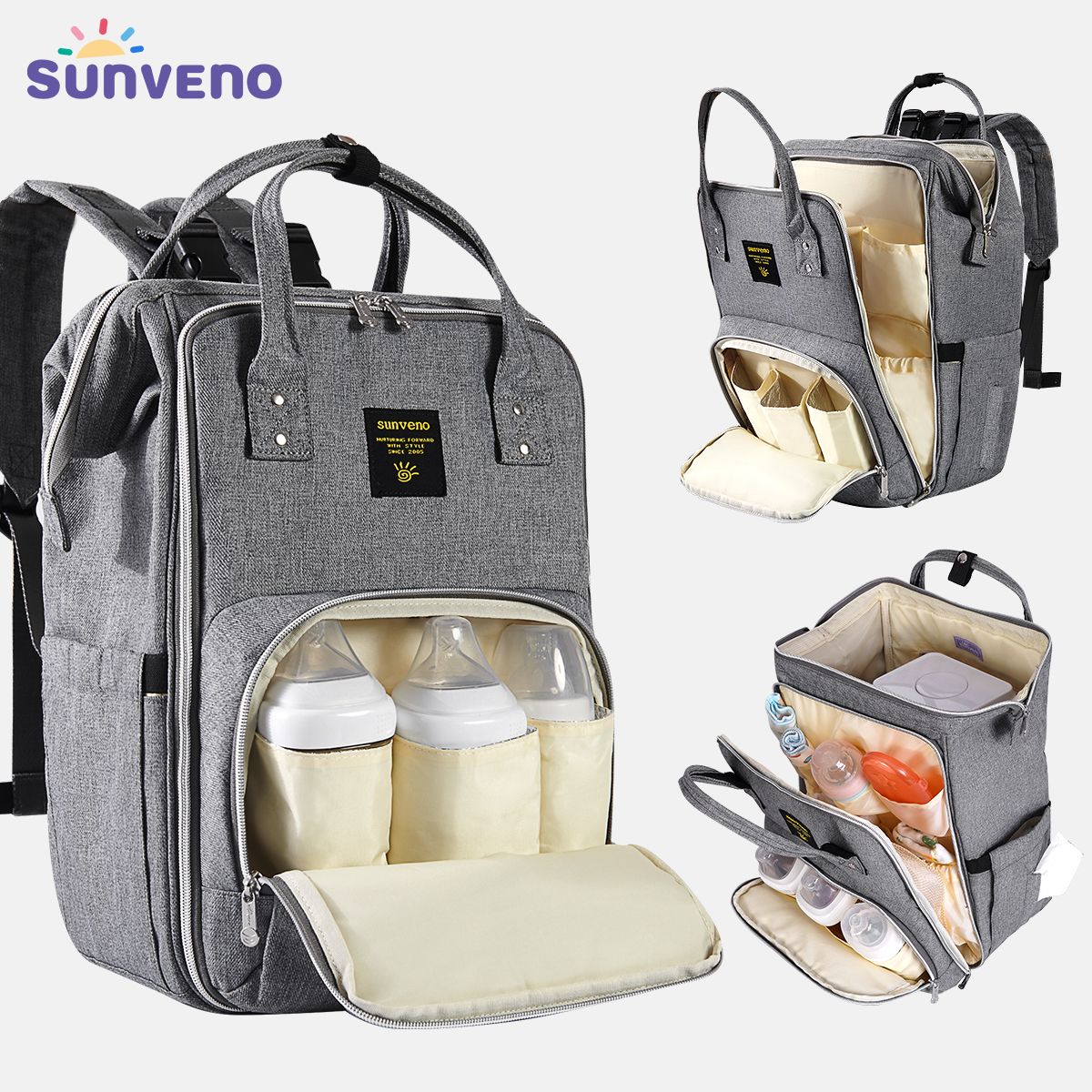 "Sunveno 20L Stylish Multifunctional Diaper Bag Backpack"