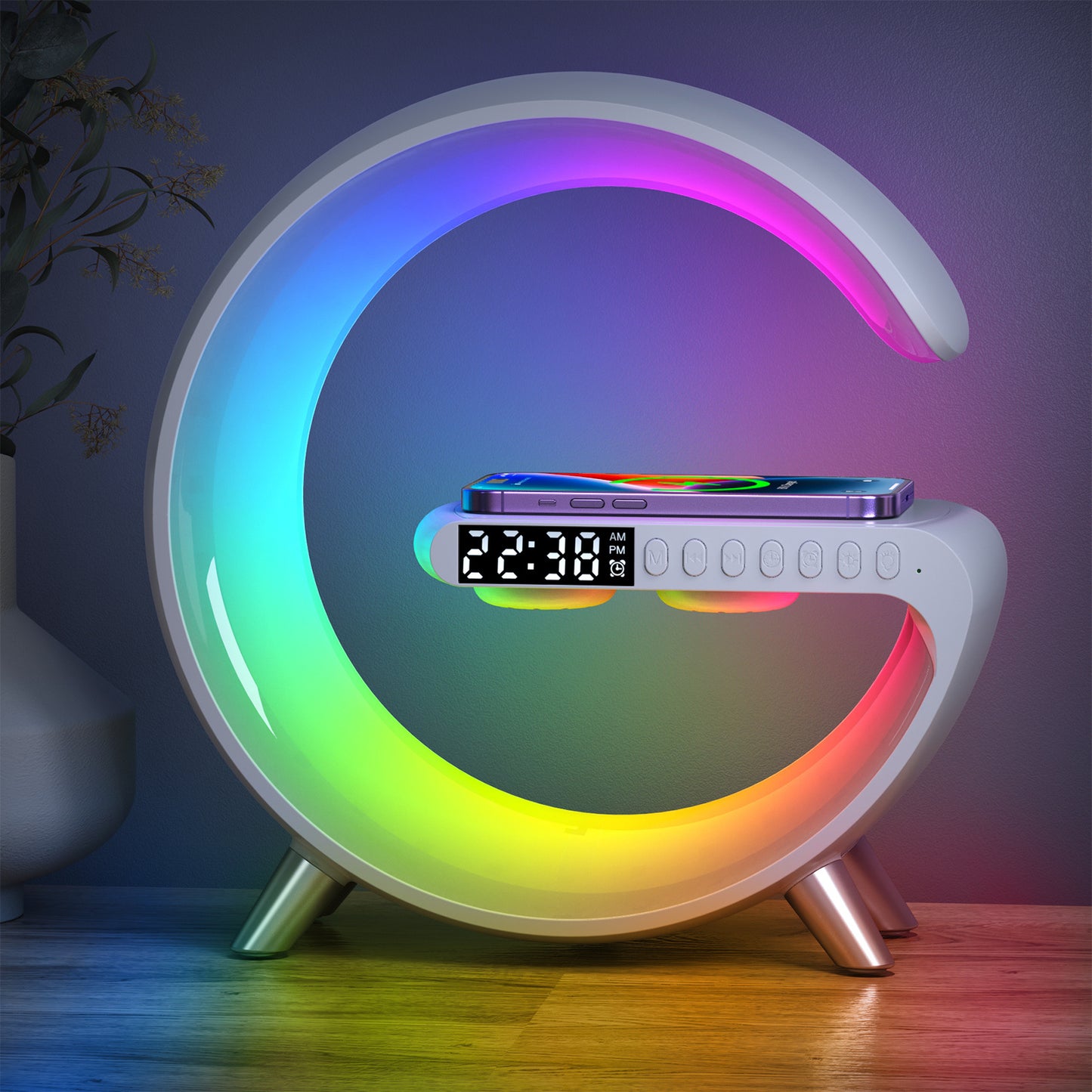 RGB Light Bar Alarm Clock with charger